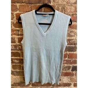 ARROW Casual Wear VNTG Soft Blue V-Neck Sweater Vest Ladies Size XL